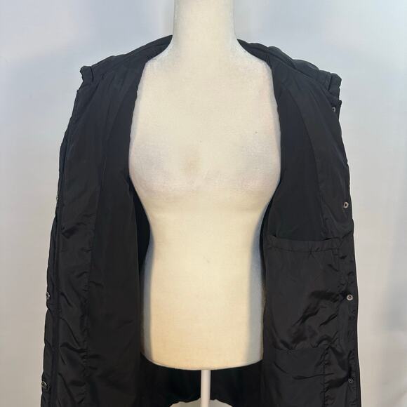 Fabletics Knee Length Hooded Puffer Jacket Black - Picture 4 of 9